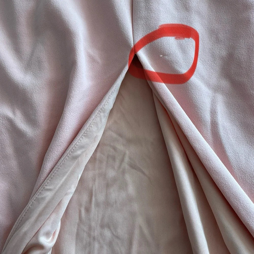 Lulus Light Pink Mock Neck Cutout Maxi Side Slit Mermaid Dress size XL X-Large - Picture 12 of 14